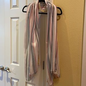 Loft Lightweight Pink, Blue & Yellow Scarf (NWT)